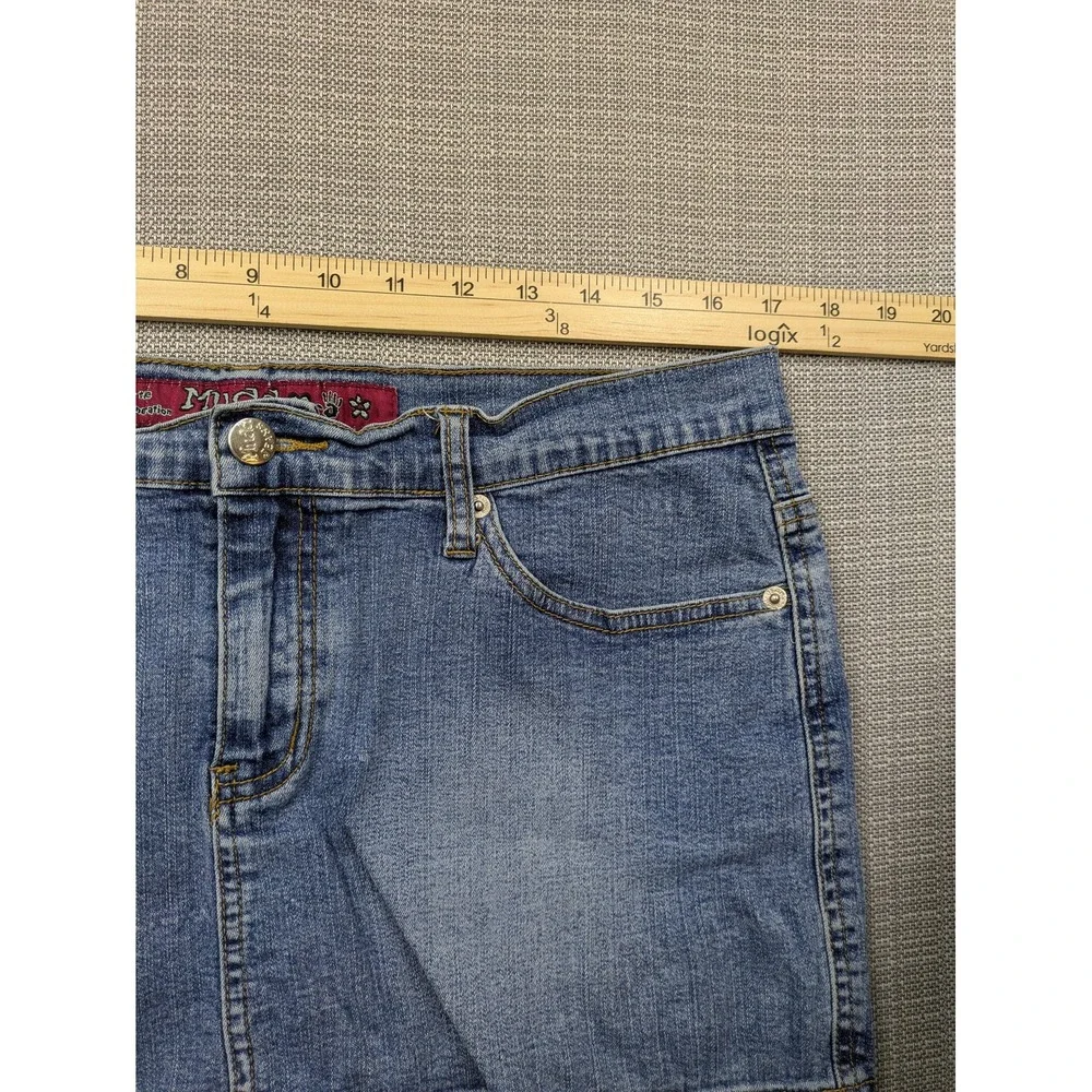 Mudd Y2K Denim Mini Skirt Rhinestone Low Rise 2000s McBling Juniors 11